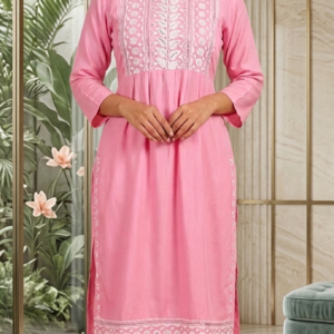Trendy Pink Riyon Nayra Kurti Set
