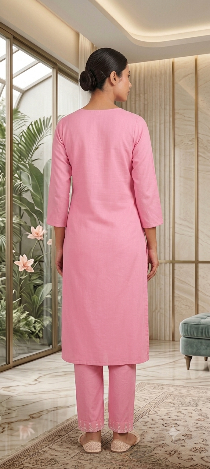 Trendy Pink Riyon Nayra Kurti Set - Image 3