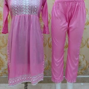Trendy Pink Riyon Nayra Kurti Set