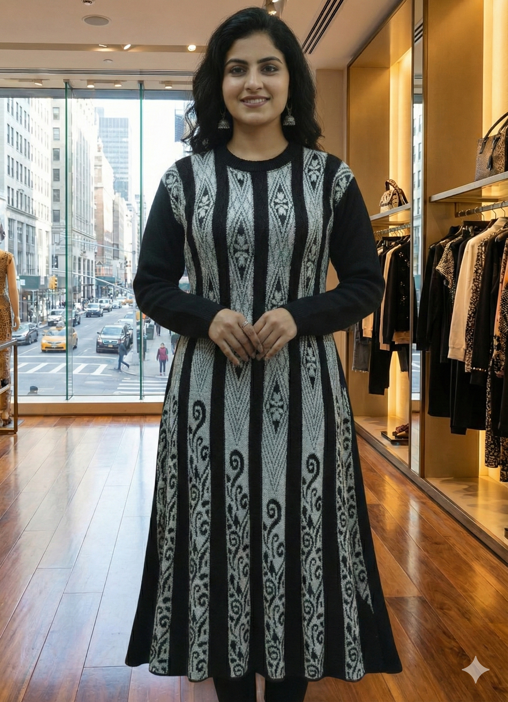 Woollen Black Frock Set - Image 4