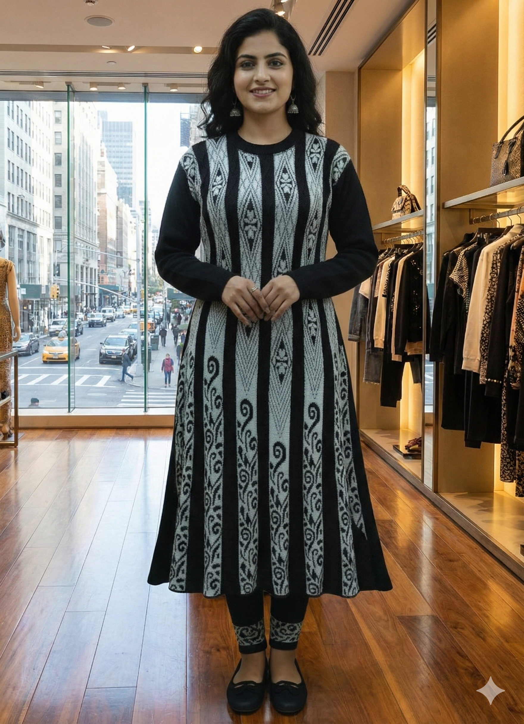 Woollen Black Frock Set