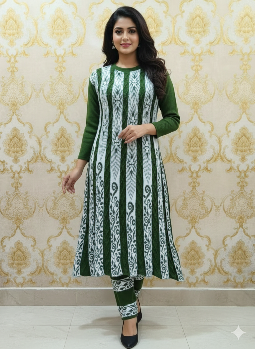 Woollen Mehendi Frock Set